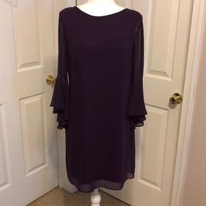 Plum sheer dress bell sleeves